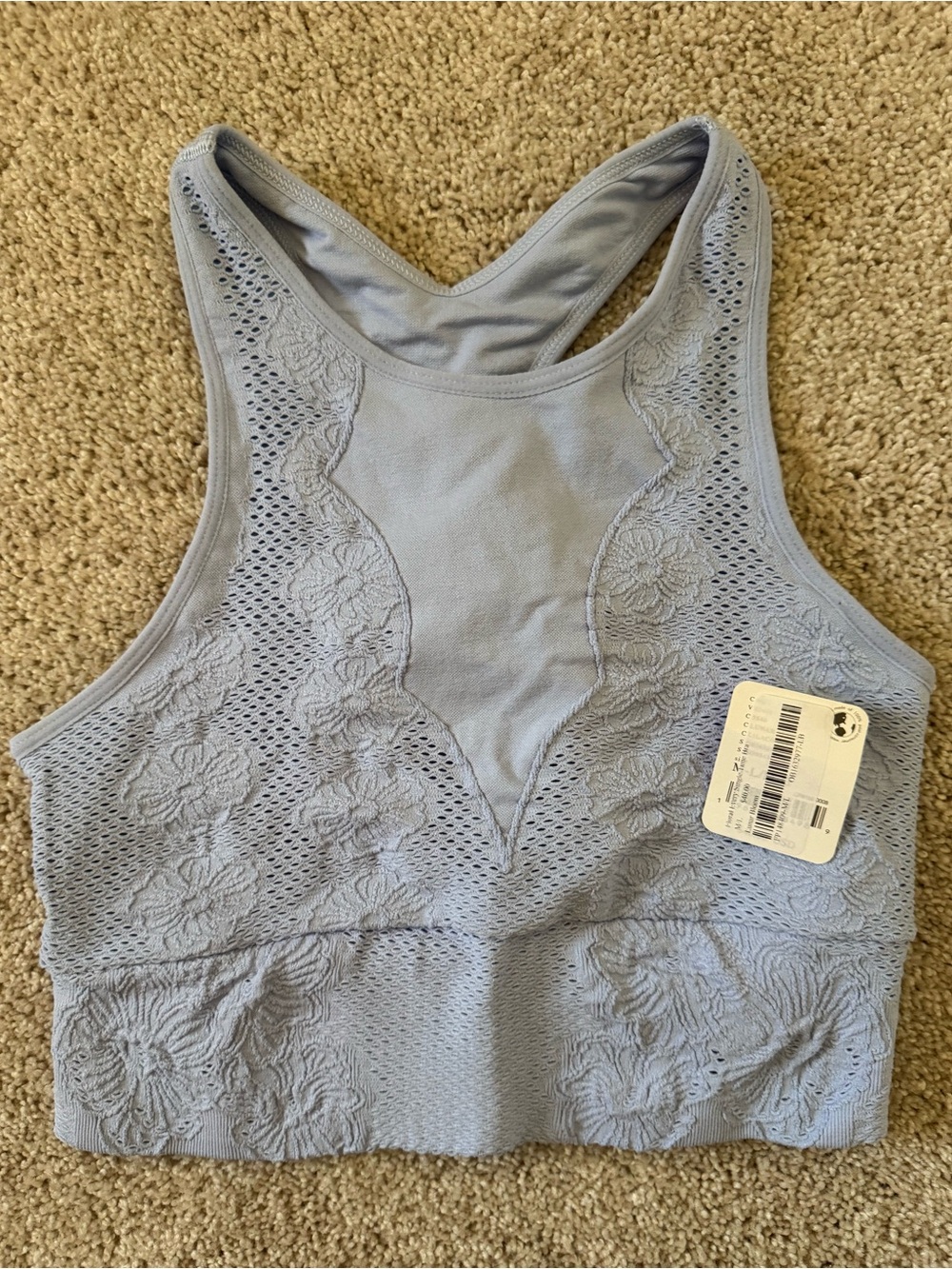 Free People Light Blue Floral Lace Racerback Bra NWT